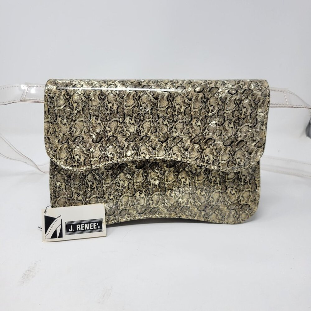Vintage 80s Retro J. Renee Vinyl Plastic Crossbody Purse Handbag Fantasy Pearl S